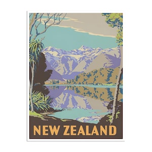 New Zealand Travel Poster Art Print Retro (TR114)
