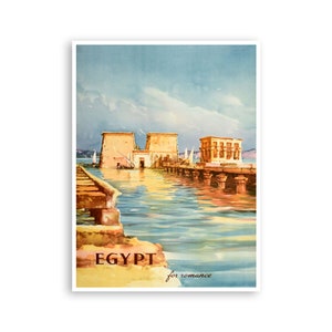Egypt Travel Poster Egyptian Art World Traveler Print  (XR3655)a