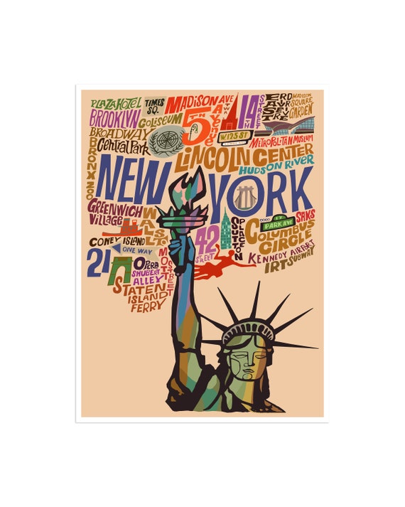 New York Art Wall Decor Retro Travel Poster Print XR2568 Etsy