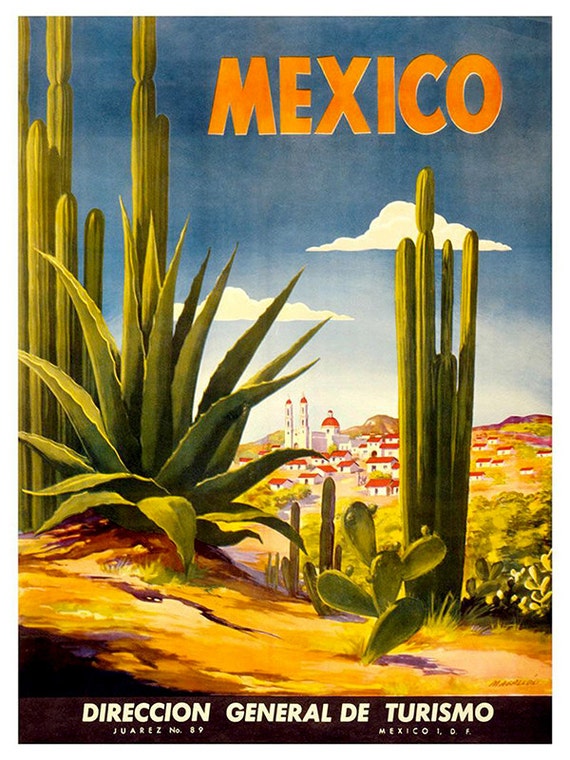 Mexico Travel Poster Mexican Art Print Retro (TR116) - Etsy