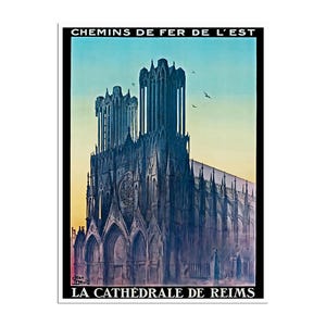 Póster de viaje de Reims, Francia, decoración de pared francesa (ZT259)