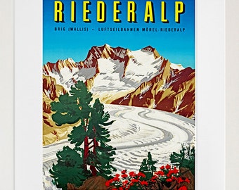 Art Swiss Alps Travel Poster Switzerland Vintage Print (ZT178)