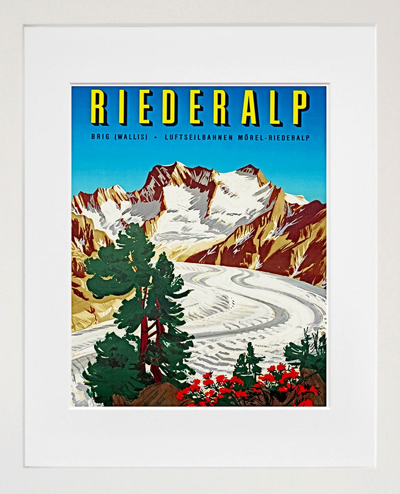 Art Swiss Alps Travel Poster Switzerland Vintage Print (ZT178) - Etsy