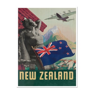 Affiche de voyage néo-zélandaise, impression d&#39;art drapeau néo-zélandais (XR3244)a