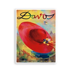 Davos Switzerland Art Poster Swiss Print Vintage Travel Souvenir (XR3596)