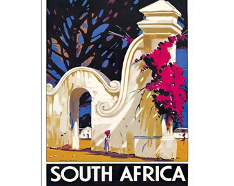 South Africa Art Travel Poster Vintage Africa Painting Print (XR4879)