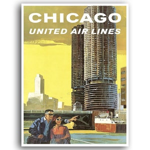 Chicago Art Print Illinois Travel Poster  (XR781)a