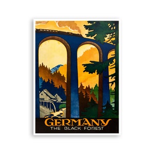 Póster de viaje de la Selva Negra de Alemania, arte mural vintage (XR3462)