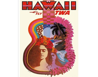 Hawaii Art Retro Poster Art Travel Poster Wall Art Print (XR989)