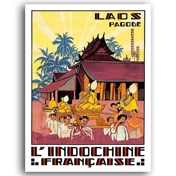 Laos Travel Poster Home Loatian Decor Retro Art Print (XR770)