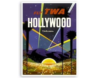 Hollywood Vintage Travel Poster Los Angeles Wall Art Print (ZT578)