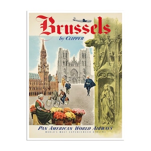 Belgium Travel Poster Brussels Wall Art Print (ZT294)