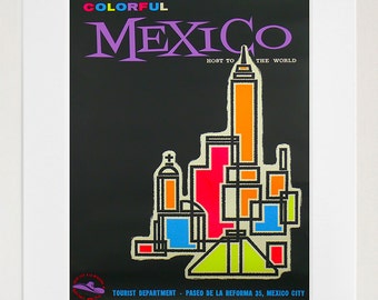 Mexico Sign Mexican Art Print Vintage Travel Poster (XR307)a