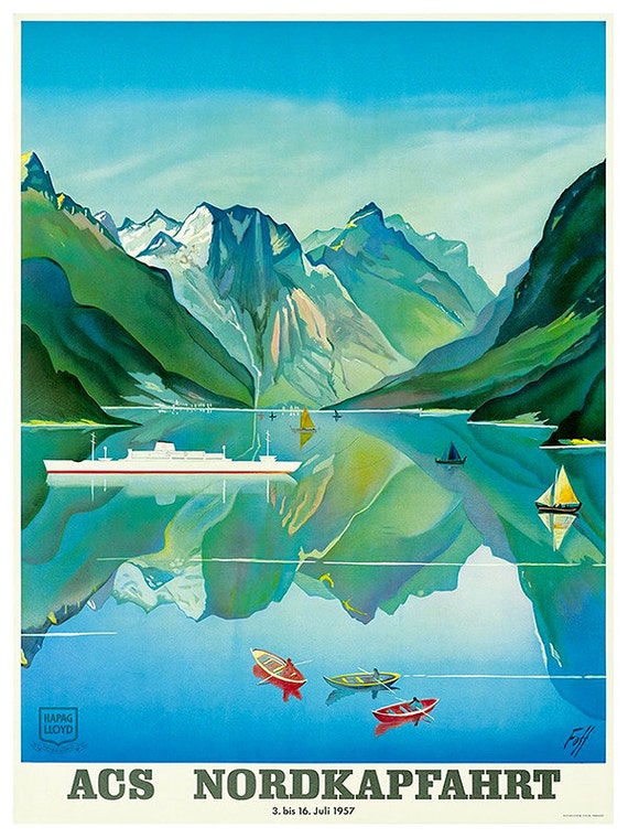 Travel Poster Norway Art Print Vintage Nordic Home Decor (TR135