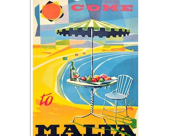 Malta Print Vintage Travel Poster Mediterranean Art  (XR4978)