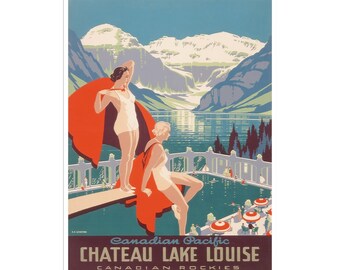 Lake Louise Art Canada Travel Poster Canadian Print (XR2023)a