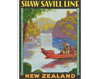 New Zealand Vintage Travel Poster - Framed / Unframed - Etsy