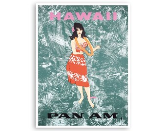 ハワイアンアート ハワイプリント パンナム旅行ポスター (XR2988