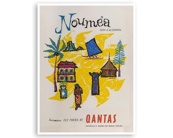 Nouméa Art Nuova Caledonia Poster di viaggio Isole del Pacifico meridionale Stampa (XR3528)
