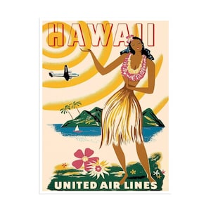 Hawaii Art Retro Poster Art Travel Poster Wall Art Print (XR2133)
