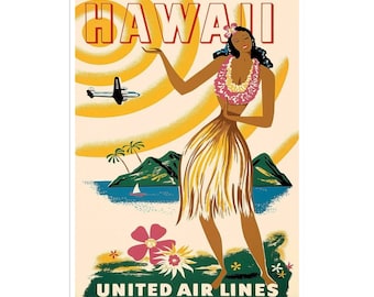 Hawaii Art Retro Poster Art Travel Poster Wall Art Print (XR2133)