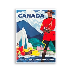 Canada Travel Poster Canadian Wall Art Mountie Gift (ZT540)a