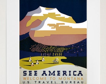 Montana Art America Decor Retro Travel Poster  (ZT593)