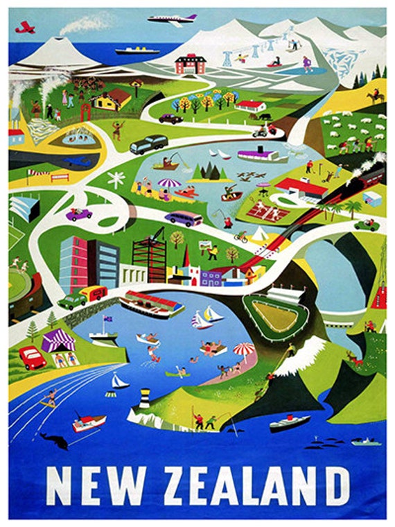 New Zealand Art Vintage Travel Poster Print Home Wall Decor (XR402