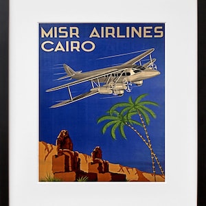 Cairo Art Egypt Travel Poster MISR Airlines Print Egyptian Painting (TR26)a