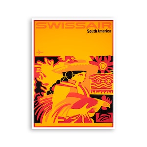 South America Art Swiss Air Travel Poster South American Print (XR3068)a