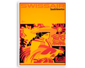 Zuid-Amerikaanse kunst Swiss Air Travel poster Zuid-Amerikaanse print (XR3068)a