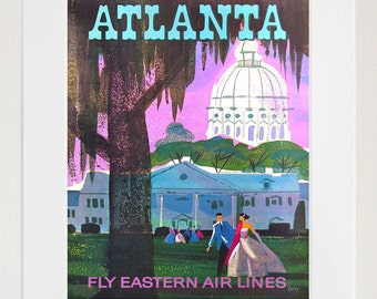 Travel Art Atlanta Print Poster Georgia Gift Vintage Home Decor (XR87)