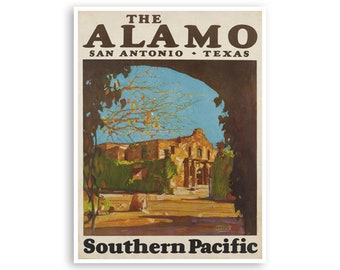 San Antonio Art Texas Travel Poster The Alamo Vintage Print (XR4162)