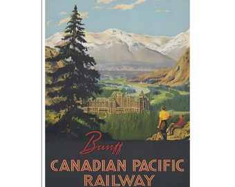 Banff Travel Poster Alberta Canada Art Canadian Landscape Print (XR4652)a