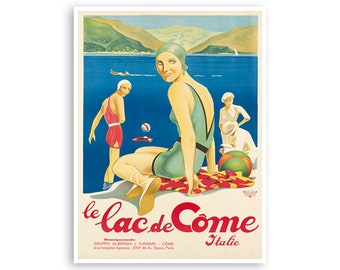 Póster de viaje vintage del lago Como, Italia (XR2972)