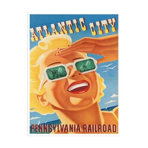 Atlantic City Art New Jersey Print Pennsylvania Railroad Travel Poster  (XR1978)a