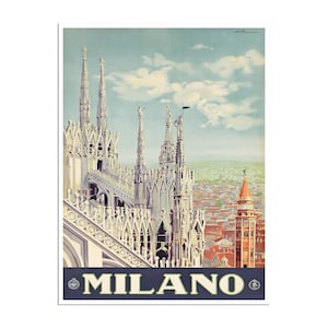 Milan Italy Art Italian Print Milano Travel Poster (ZT339)a