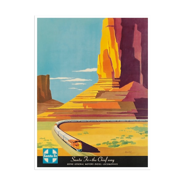 Train Poster Locomotive Art Travel Decor Retro Print (XR1716)