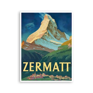 Switzerland Travel Art Print Zermatt Vintage Swiss Home Decor Poster (ZT128)