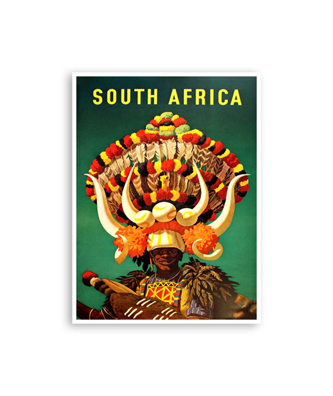 South Africa Travel Poster Africa Tribal Art Print African Decor
