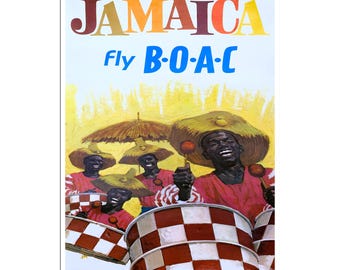 Jamaica Travel Poster Jamaican Art BOAC Print (ZT396)a