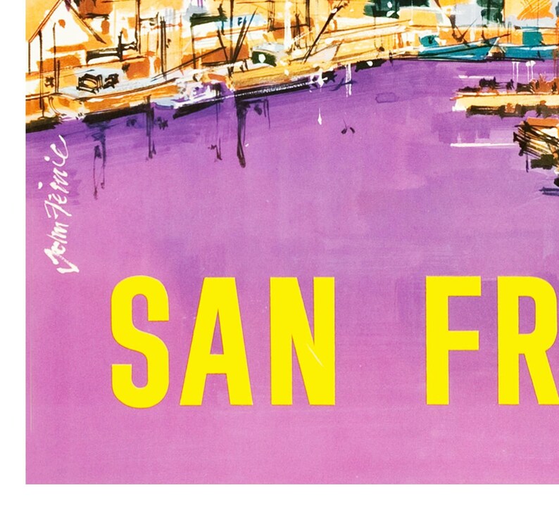 San Francisco Art American Airlines Travel Poster Print zt7a Etsy