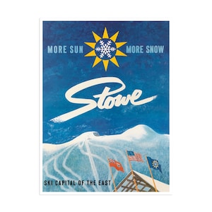 Stowe Vermont Poster Print Vintage Home Decor Travel Ski Art (XR1899)