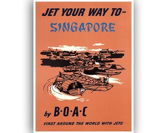 Singapore Travel Poster Vintage Asian Art Print (XR1554)
