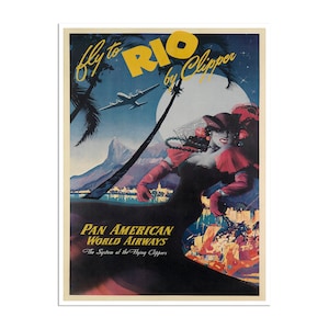 Póster de Río de Janeiro, arte de viaje de Brasil, impresión Pan Am (XR3690)a