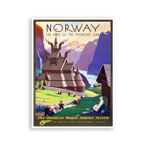 Vintage Norway Art Print Nordic Decor Norwegian Travel Poster (XR4142)