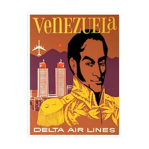 Venezuela Art Caracas Travel Poster Delta Airlines Print (XR2109)a