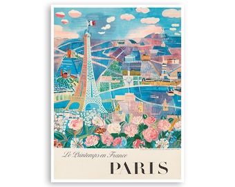 Póster de viaje con arte mural de París, Francia, decoración del hogar (XR3183)
