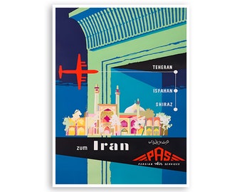 Póster de viaje a Teherán, arte iraní vintage, impresión de Isfahán, arte de Shiraz (XR4435)