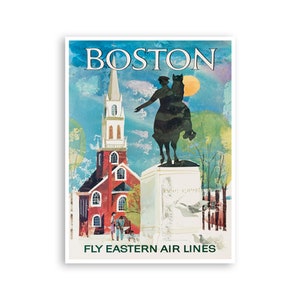 Boston Wall Art Vintage Travel Poster Wall Print (XR3738)